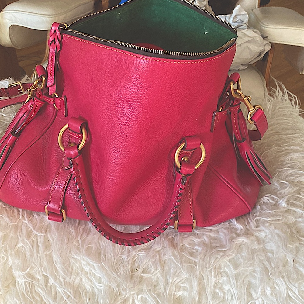 Donney & Bourke Large Florentine Fuchsia handbag.